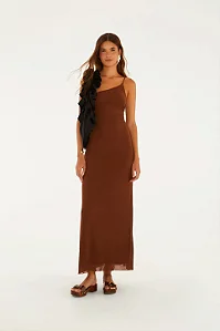 FARM VESTIDO LONGO OMBRO SO MARROM