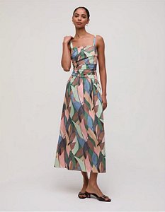 SHOULDER VESTIDO RECORTES FOLHAGEM