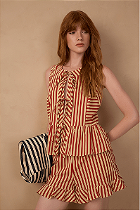 DRESS TO SHORT CURTO EST LISTRA NAVY VERMELHO