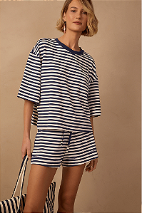 DRESS TO SHORT MOLETOM ESTAMPA LISTRA