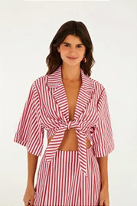 FARM CAMISA CROPPED LISTRADA