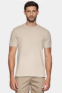 ARAMIS CAMISETA MANGA CURTA PIQUET GOLA JACQUARD PALHA