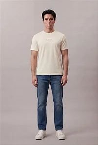 CALVIN KLEIN CAMISETA MANGA CURTA CKJ MASCULINO LOGO CENTRALIZADO AMARELO MANTEIGA