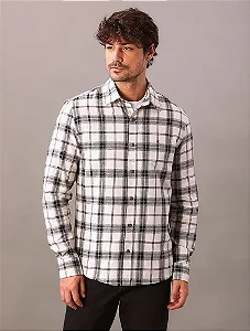CALVIN KLEIN CAMISA JEANS MANGA LONGA OVERSHIRT FLANEL CHECK OFF WHITE