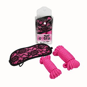 Kit Bondage Sex Extra – Venda em Renda + 2 Cordas Rosa