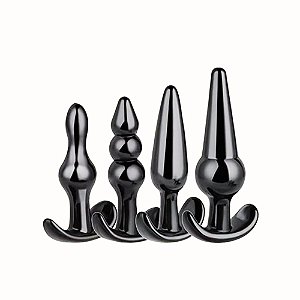 Kit Prazer Anal com 4 Plugs de Diferentes Tamanhos – Estímulo Progressivo com Segurança e Conforto