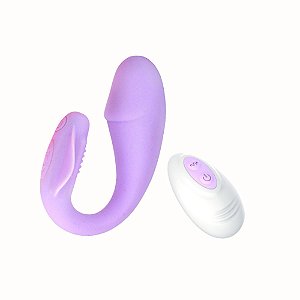 Vibrador para Casais com Controle – Formato Glande, Estímulo Interno e Clitoriano com 10 Vibrações