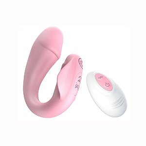 Vibrador para Casais com Controle – Formato Glande, Estímulo Interno e Clitoriano com 10 Vibrações