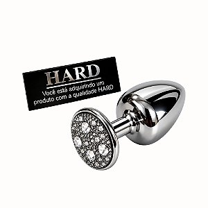 Plug Prazer Anal Tamanho M em Metal Hard Cravejado Strass Ônix
