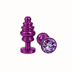 Plug Anal de Metal Roxo Espiral com Pedra – Tamanho P