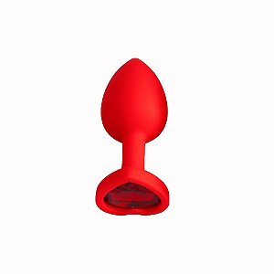Plug em Silicone Vermelho com Base Coração Tamanho P | Design Anatômico e Conforto