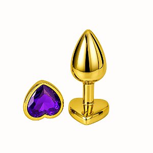 Plug Anal de Coração em Aço Dourado Tamanho P | Design Anatômico Compacto