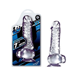 Pênis Realístico Translúcido 18cm com Ventosa e Escroto | Luxy Nanma