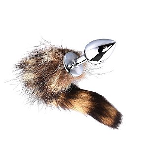 Plug Anal Metal com Cauda de Raposa Pequeno 2,8cm Alumínio