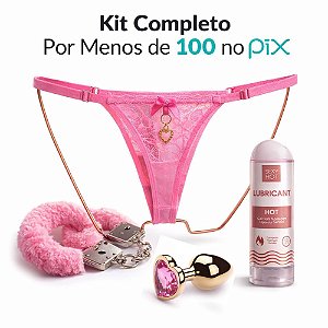 Kit Sensual Casal Completo com Calcinha, Algema, Plug P e Lubrificante Hot