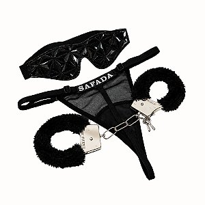Kit Fetiche Completo — Calcinha Sensual + Algemas + Venda Sexy