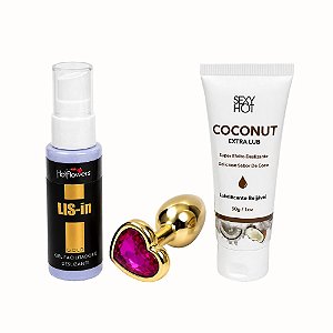 Ritual de Conforto e Conexão — Lis-In + Plug em Aço + Lubrificante Beijável Coco