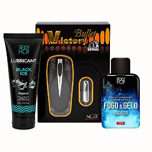 Kit Sensações Chá de Lingerie Black Ice com Bullet e Fogo & Gelo