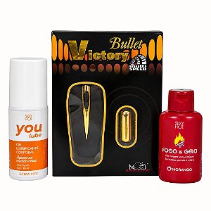 Kit Sensações Chá de Lingerie Extra Hot com Bullet e Fogo & Gelo Morango