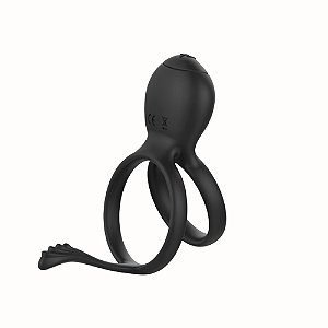 Anel Peniano Duplo Vibratório com Estimulador Clitoriano e Escrotal