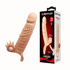 Capa Peniana Pretty Love 17cm com Vibro Clitoriano e Alça Escrotal