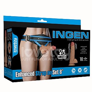 Cinta Peniana Lovetoy Ingen Reforçada com Pênis Vibratório 20cm – 10 Modos