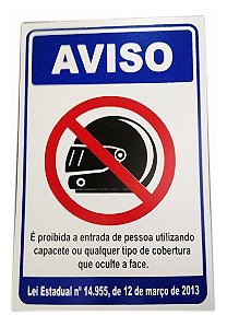 Placa Pvc Proibido Entrada Capacete Auto-adesiva Jaime