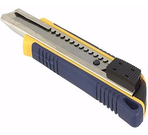 Estilete Emborrachado Autotrava 18mm Azul Brasfort