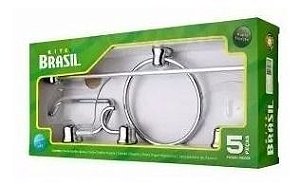 Kit Banheiro Abs Cromado 5 Peças Brasil