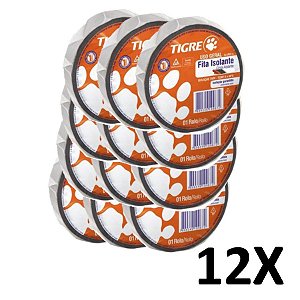 Kit 12 Fita Isolante Retardante Chamas 18mmX20m Tigre