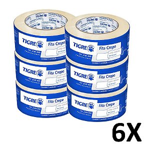 Kit 6 Fita Crepe Uso Geral Pintura 48mmX50m Tigre