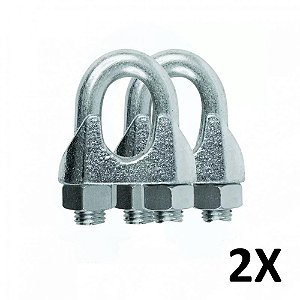 Kit 2 Clips Grampado para Cabo de Aço 3mm 1/8''