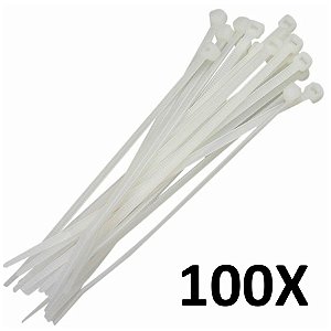 Kit 100 Abraçadeira Nylon Enforca Gato Branca 3,6mmx100mm