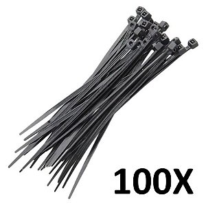 Kit 100 Abraçadeira Nylon Enforca Gato Preta 2,5mmx100mm