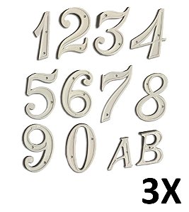 Kit 3 Números Residenciais 0 ao 9 Branco Mill