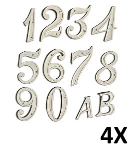 Kit 4 Números Residenciais 0 ao 9 Branco Mill