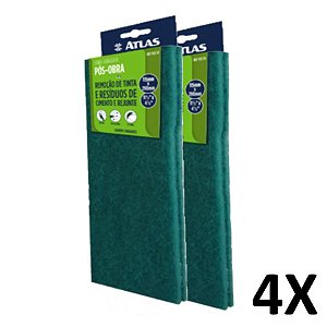 Kit 4 Fibra Abrasiva Limpeza Pesada Uso Geral Pós Obra Atlas
