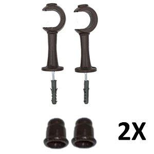 Kit 2 Suporte para Varão Cortina com Ponteira 19mm Imbuia