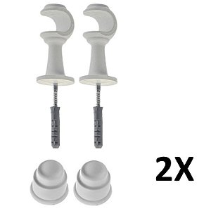 Kit 2 Suporte para Varão Cortina com Ponteira 28mm Branco