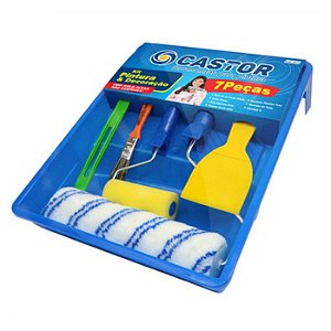 Kit Pintura P/ Parede Completo Rolo + Bandeja 7 Peças Castor