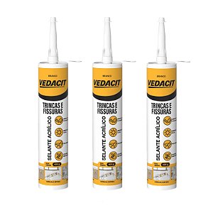 Kit 3 Selante Acrílico P/ Trincas Fechatrinca Fissura 400g