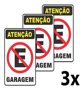 Kit 3 Placa Pvc Proibido Estacionar Garagem Auto-adesiva
