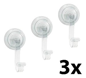 Kit 3 Cabide P/ Toalha Transparente C/ Super Ventosa Astra