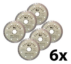 Kit 6 Disco De Corte Diamantado Turbo 110mm Topa Tudo