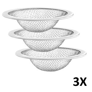 Kit 3 Ralo P/ Pia Inox Alumínio Médio Astra