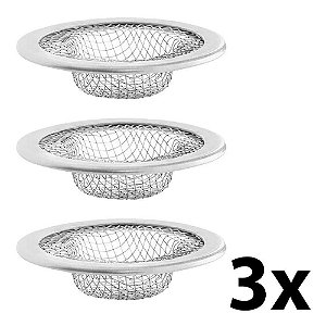 Kit 3 Ralo P/ Lavatorio/pia  Pequeno Aço Inox Astra