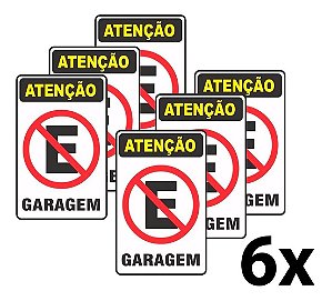 Kit 6 Placa Pvc Proibido Estacionar Garagem Auto-adesiva