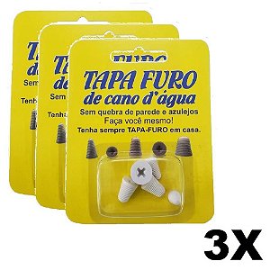 Kit 3 Tapa Furo P/ Cano De Água 5 Medidas Fácil Instalação