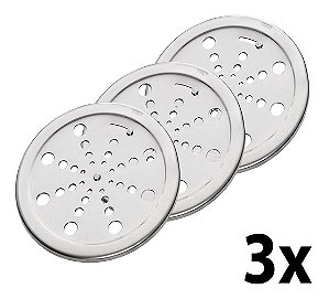 Kit 3 Grelha Redonda Rotativa Aço Inox 15cm Central