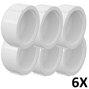 Kit 6 Tampão CAP PVC Roscável 1.1/2" Branco (50mm) Tigre